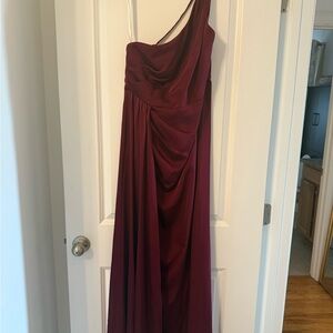 Azazie Elegant Burgundy One-Shoulder Bridesmaid Dress